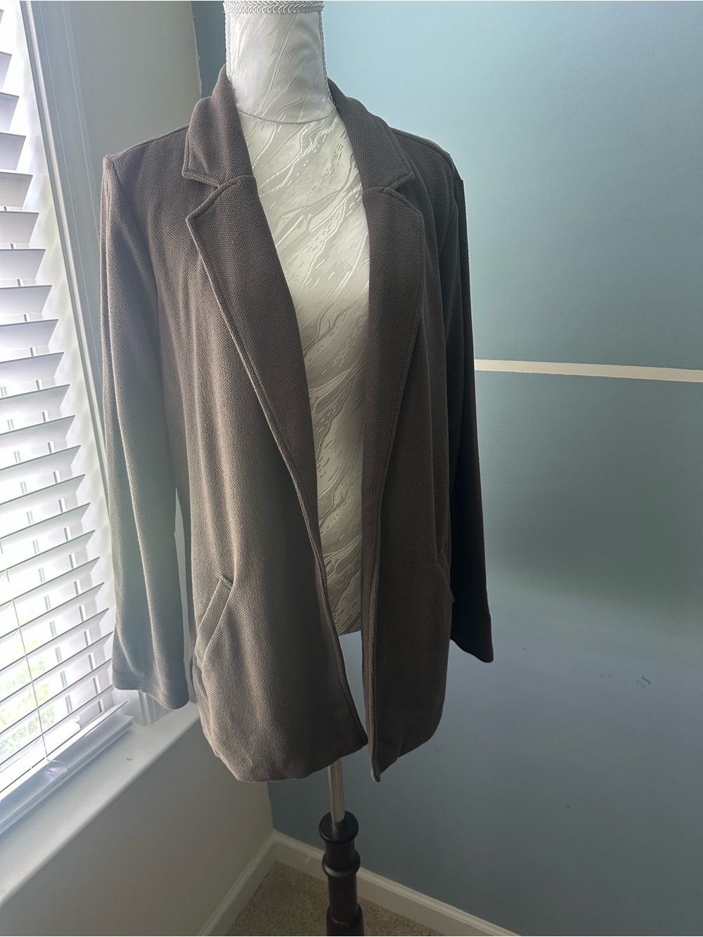 Matty M Open-Front Blazer in Dark Brown